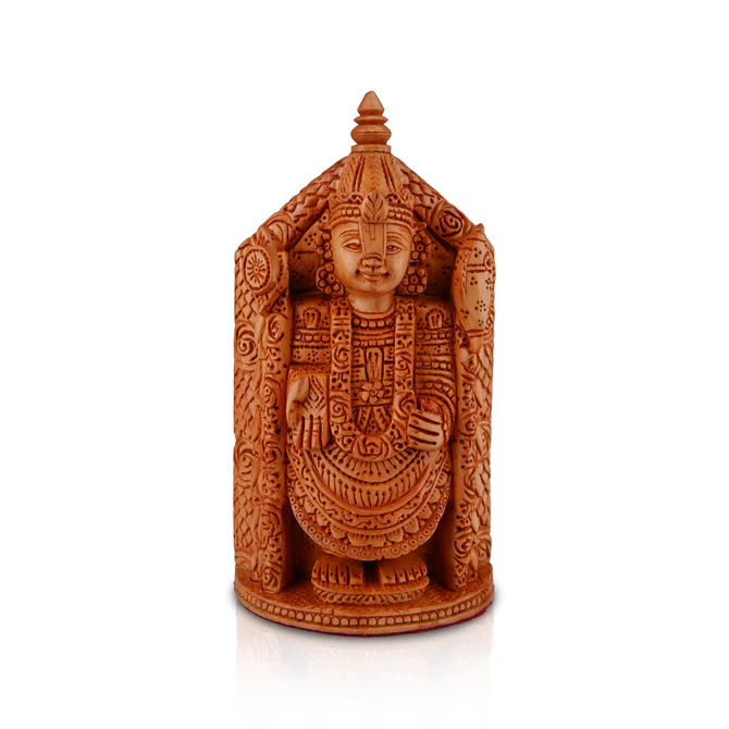 Tirupati Balaji Murti Wooden Statue - 6 x 3.5 Inches